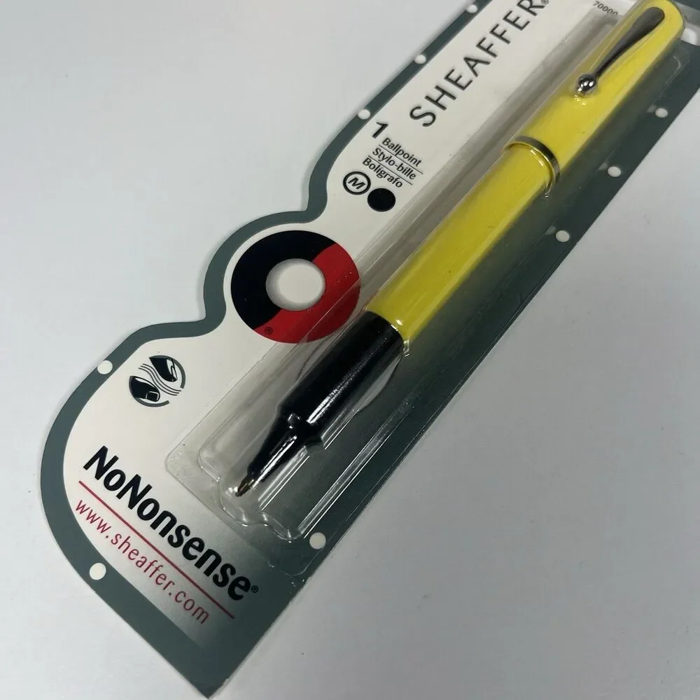 NEW NOS Vintage Sheaffer Yellow No Nonsense Medium Ball Point Pen Black Ink